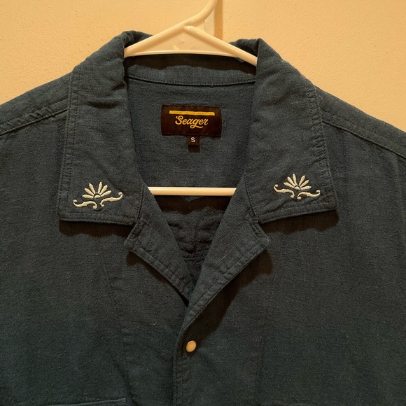 Seager Men's Blue Short Sleeve Western Shirt Small - Picture 2 of 2